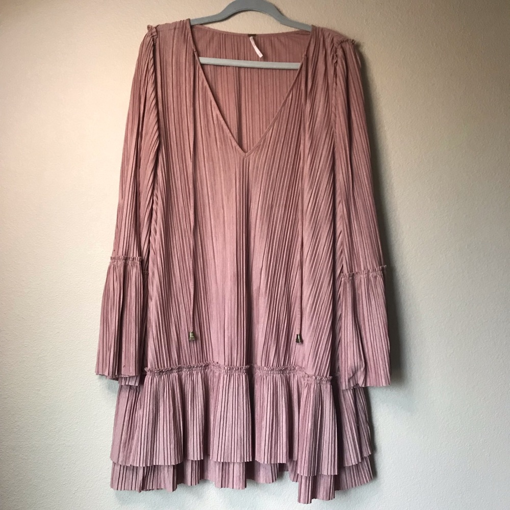 Free People | Dusty Pink Rose Crepe Boho Dress